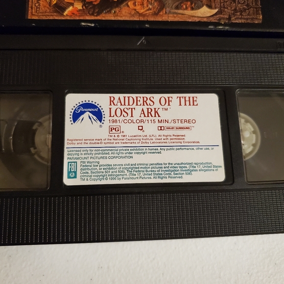 Raiders of the Lost Ark VHS Tape - Picture 4 of 4